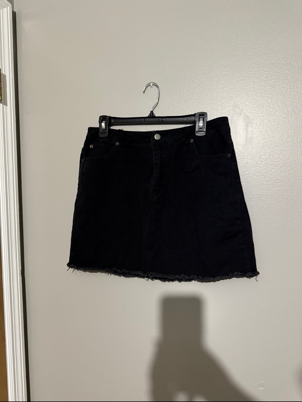 Princess Polly Black Denim Mini Skirt with Raw Hem